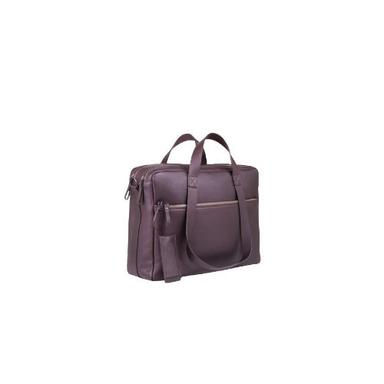 Brown Plain Zipper Closure Leather Office Bag