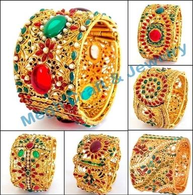 Rajwada Style Bridal Polki Bangle Bracelet