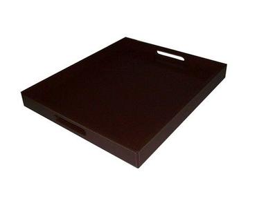 Leather Goods Textured Leatherette Service Tray With Handles