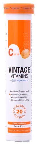 Vitamin C + D3 + Zn - Vintage Vitamins - Efferverscent Dosage Form: Tablet