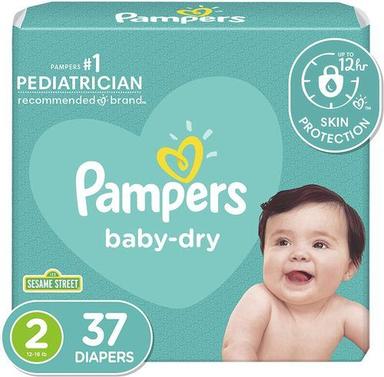 White Disposable And Breathable Pampers Baby Dry Diapers Super Pack