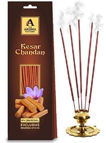 High Aroma Kesar Chandan Saffron Sandal Agarbatti Incense Sticks, (Pack Of 1 X 30 Sticks) Burning Time: 7-8 Minutes