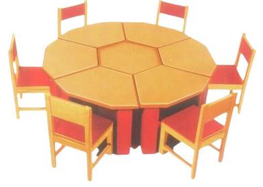 Six Chair And One Round Table Handmade Wooden Dining Set For Home No Assembly Required