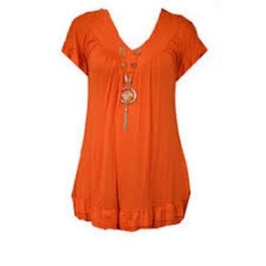 Orange Cotton Casual Wear Ladies Top