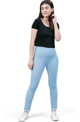 As Shown In Image And Also Available In Many Different Colors Plain Dyed Cotton Ankle Length Slim Fit Blue Ladies Jeggings