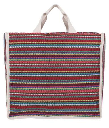 150 Gram Flexiloop Handle Zip Closure Striped Canvas Handbag For Shopping Capacity: 5 Kg/Hr
