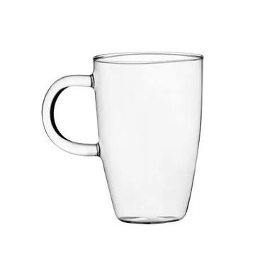 Scoops 300 Ml Heat Resistant Plain Glass Handle Transparent Plain Milk Mug