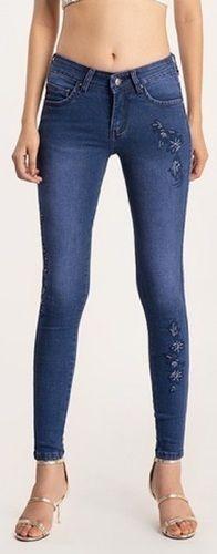 Blue Color Embroidered denim women jeans