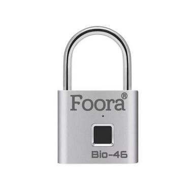 Foora Bio-46 Smart Biometric Fingerprint Padlock With 2 Admin Waterproof Silver Finish