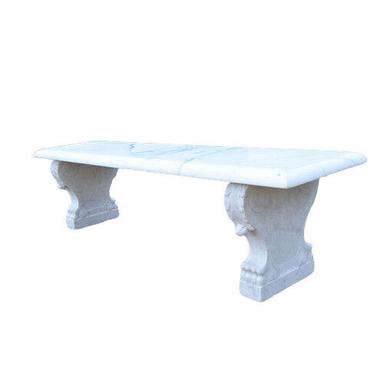 Durable and Weather Resistant White Marble Garden Bench