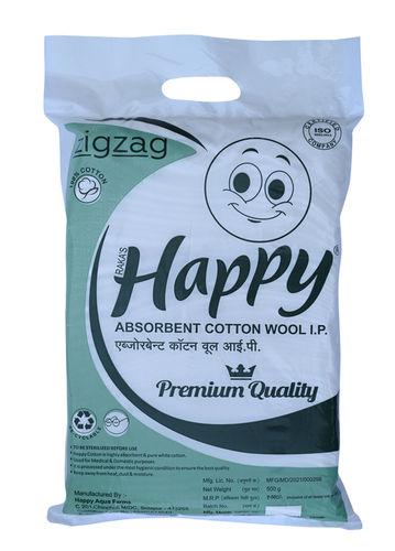White Premium Quality Happy Absorbent Cotton Wool Ip 500Gm Pack