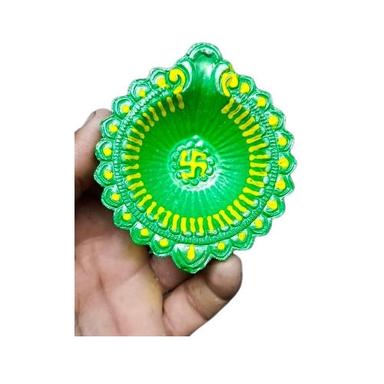 Printed Eco Friendly Multicolor Clay Diya For Decorative Use