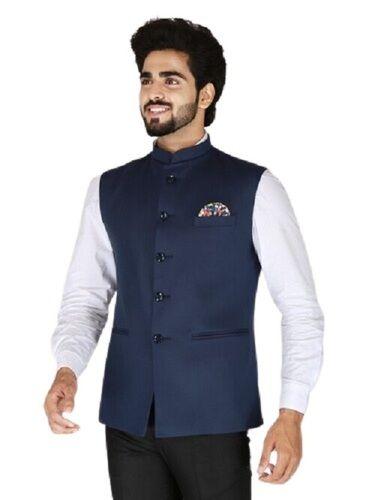 Pure Cotton Mandarin Collar Slim Fit Nehru Jackets
