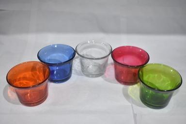 White Multicolor Glass Tea Light Candle Holder Set Of 5